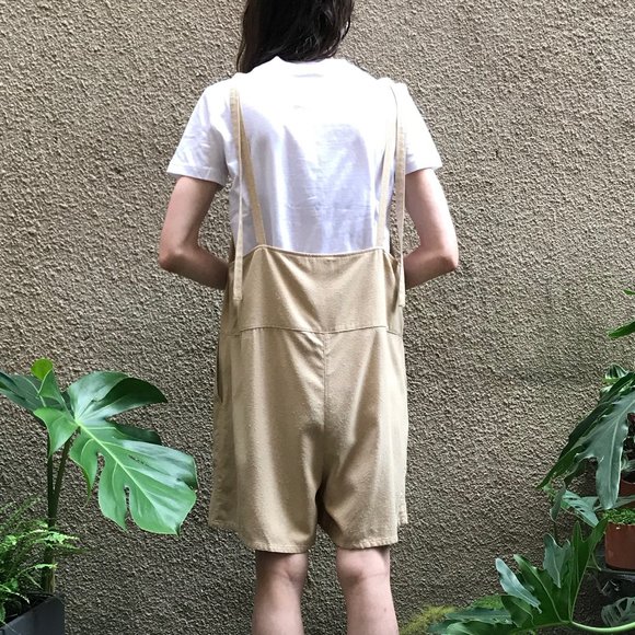 Base Range Short Strap Overall in Natural Raw Silk - Picture 7 of 7